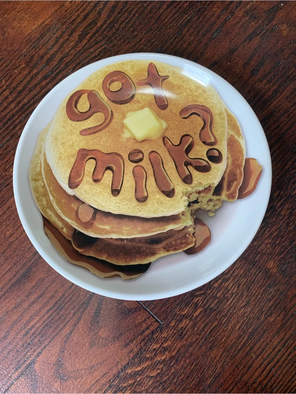 Vintage Got Milk? Pancake Illusion Ceramic Dinner Plates - 4 Piece Novelty Set